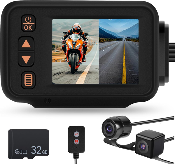 Motorcycle front and rear driving recorder 2-inch touch screen