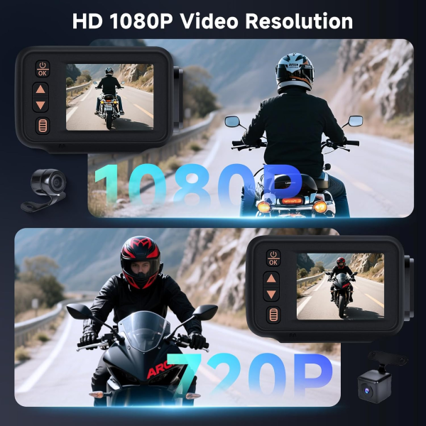 Motorcycle front and rear driving recorder 2-inch touch screen - Image 3