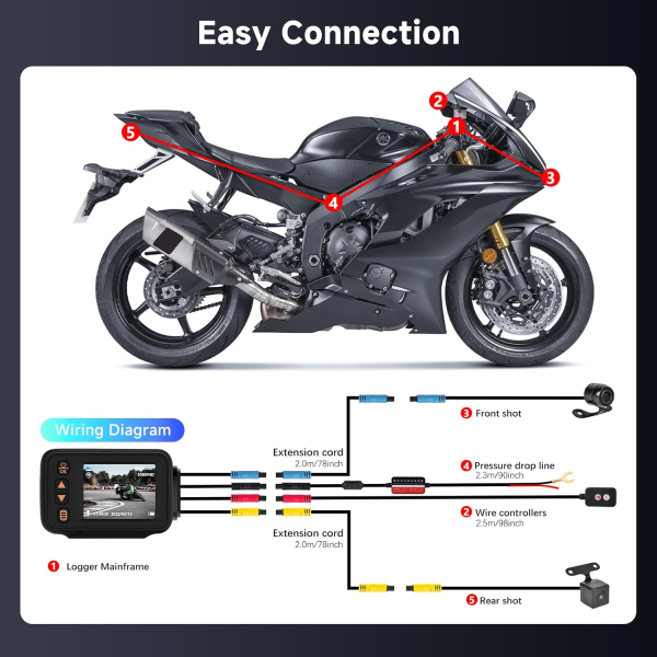 Motorcycle front and rear driving recorder 2-inch touch screen - Image 12