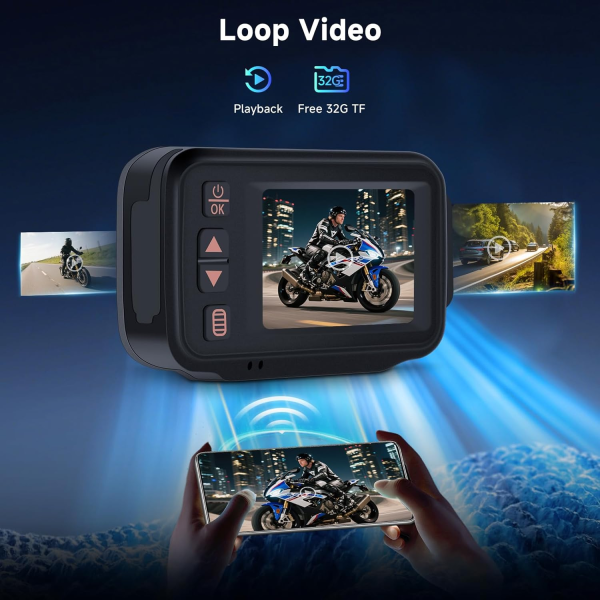 Motorcycle front and rear driving recorder 2-inch touch screen - Image 5