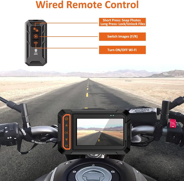 Motorcycle front and rear camera recorder, 3-inch - Image 4