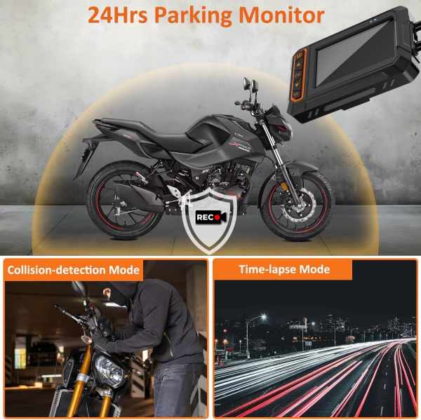 Motorcycle front and rear camera recorder, 3-inch - Image 7